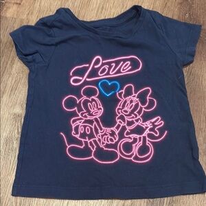 Disney Blue and Pink Short Sleeve Tee Neon Love Design